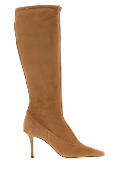 Jimmy Choo Jozi Suede Shearling Ankle Boots In Brown