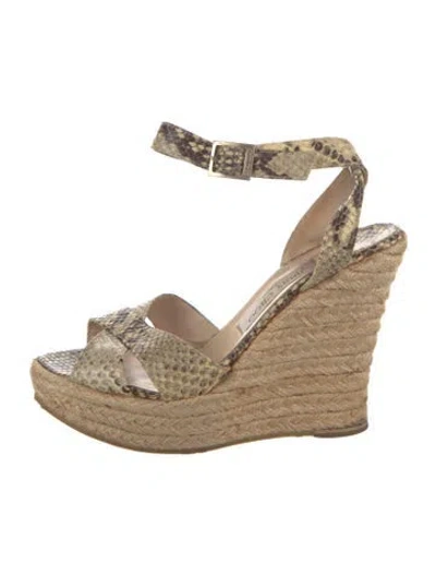 Pre-owned Jimmy Choo Jute Animal Print Espadrilles In Neutral