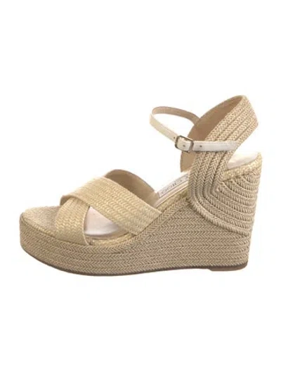 Pre-owned Jimmy Choo Jute Braided Accents Espadrilles