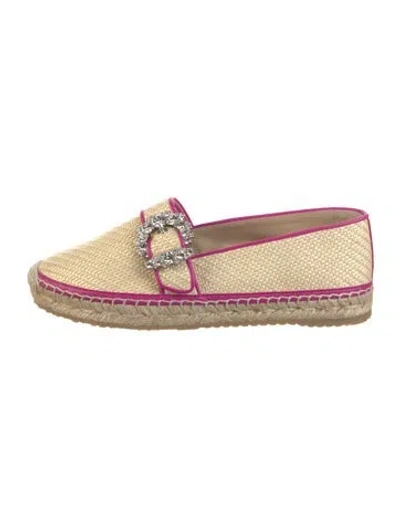 Pre-owned Jimmy Choo Jute Colorblock Pattern Espadrilles In Neutral