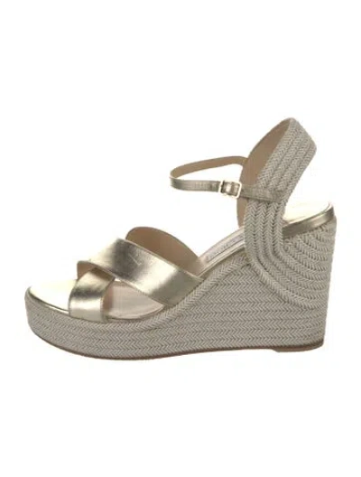 Pre-owned Jimmy Choo Jute Espadrilles In Gold
