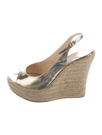 Pre-owned Jimmy Choo Jute Espadrilles In Gold