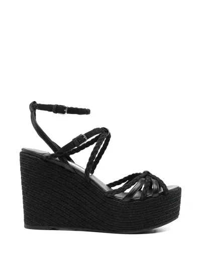 JIMMY CHOO JIMMY CHOO JUTE PLATFORM SANDALS WITH BRAIDED STRAPS, LEATHER KNOT & ADJUSTABLE ANKLE STRAP