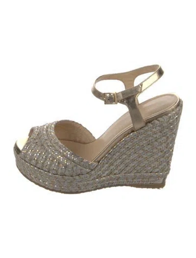 Pre-owned Jimmy Choo Jute Printed Espadrilles In Neutral