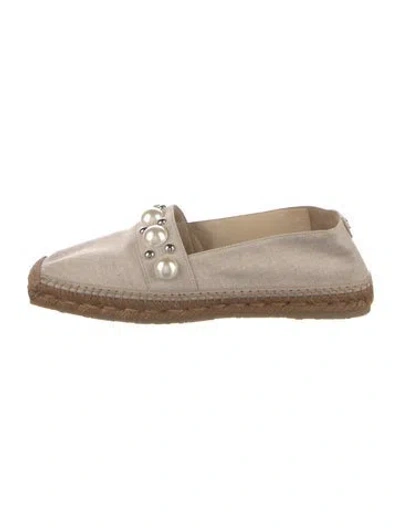 Pre-owned Jimmy Choo Jute Whipstitch Trim Espadrilles In Neutral