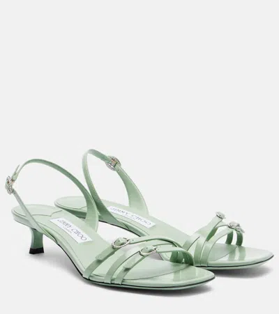Jimmy Choo Kaira Patent Leather Slingback Sandals In Green