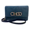 Jimmy Choo Kalina Suede Chain Wallet Bag In Parrot Blue In Blue