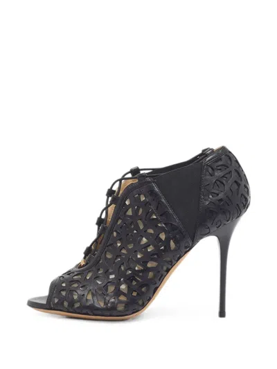 Pre-owned Jimmy Choo Kalipso Laser-cutout Ankle Boots In Black