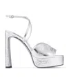 Jimmy Choo Karli 125 Metallic Leather Platform Sandals In Silver