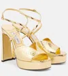 Jimmy Choo Karli 125 Metallic Leather Platform Sandals In Gold