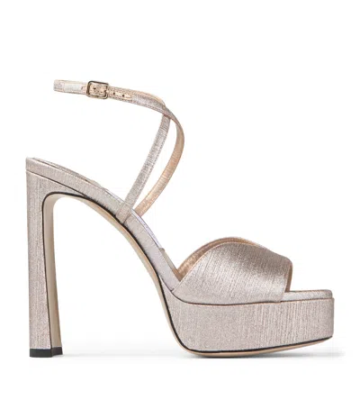 Jimmy Choo Karli Glitter Ankle-strap Platform Sandals In Gray