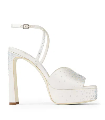 Jimmy Choo Karli 125 Satin Platform Sandals In Nude