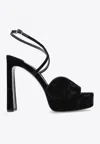 Jimmy Choo Karli 125 Velvet Platform Sandals In Black