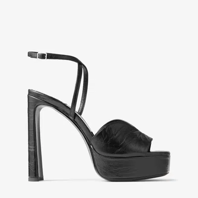 Jimmy Choo Karli 125 Leather Platform Sandals In Black