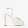 Jimmy Choo Karli 125 Crystal Satin Platform Sandals In Neutral