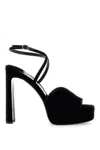 Jimmy Choo Karli 125 Velvet Platform Sandals In Black