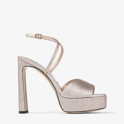 Jimmy Choo Karli Glitter Ankle-strap Platform Sandals In Gray