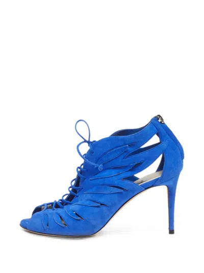Pre-owned Jimmy Choo Keenan Cut-out Sandals In Blue