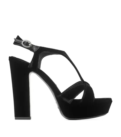 Jimmy Choo Kesia 120 Velvet Sandals In Black