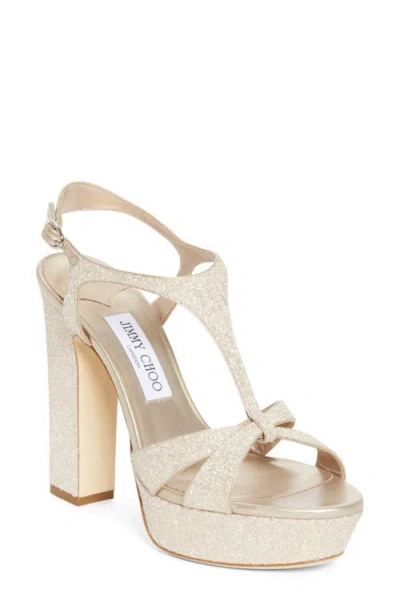 Jimmy Choo Kesia Glitter Platform Sandal In Neutral