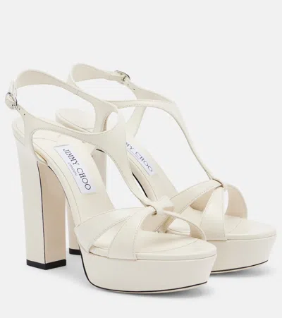 Jimmy Choo Kesia Leather Platform Sandals In White