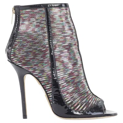 Jimmy Choo Kier Hologram Mesh Patent Peep Toe Bootie