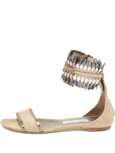 Pre-owned Jimmy Choo Kimro Fringed Flat Sandals