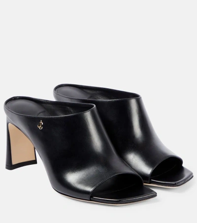 Jimmy Choo Kinley 75 Leather Mules In Black