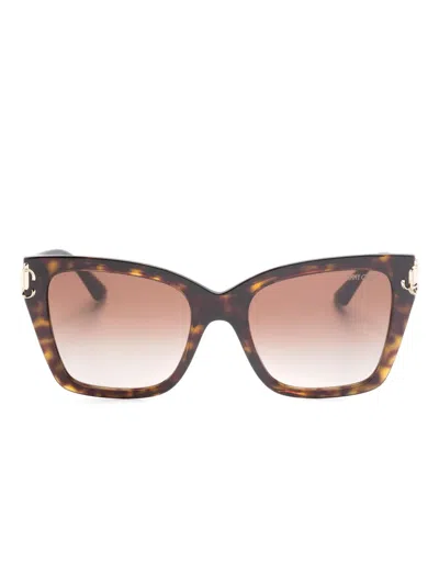 Jimmy Choo Kira Oversize-frame Sunglasses In Brown