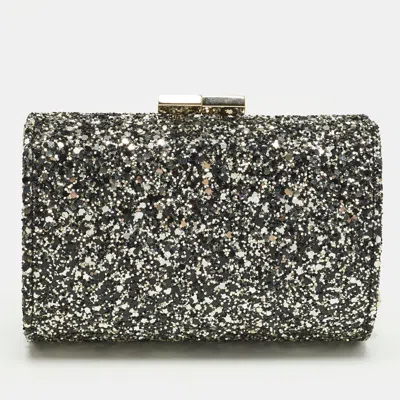 Jimmy Choo Kisslock Grey Glitter Clutch In Gray