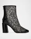 Jimmy Choo Kisu Ab 85 Patent Leather-trimmed Lace Ankle Boots In Multi