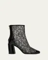 Jimmy Choo Kisu Ab 85 Patent Leather-trimmed Lace Ankle Boots In Black