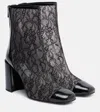 Jimmy Choo Kisu Ab 85 Patent Leather-trimmed Lace Ankle Boots In Black