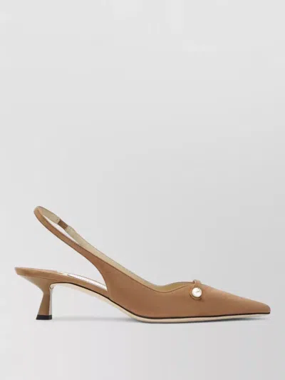 Jimmy Choo Kitten Heel Pumps Pearl Detail Pointed Toe
