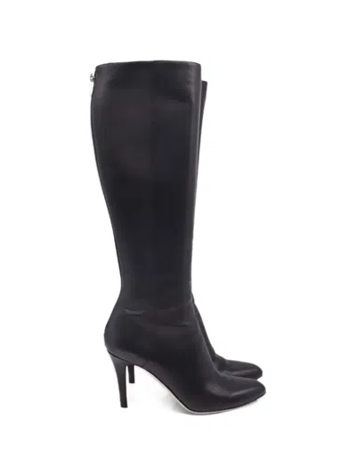 Pre-owned Jimmy Choo Knee-high Stiletto Boots In Black