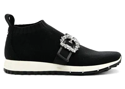 Pre-owned Jimmy Choo Knit Crystal Cheri Oakland Sneaker Crystal (women's) Sneakers In Black