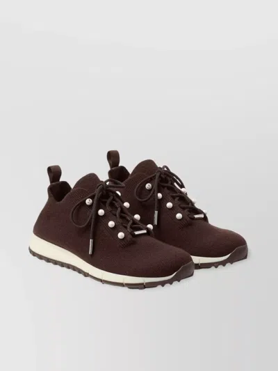 Jimmy Choo Knit Sneakers Pearl Embellishments