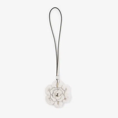 Jimmy Choo Knitted Flower Charm In Neutral