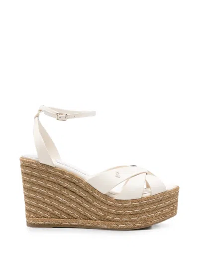 Jimmy Choo Korra Leather Wedge Espadrilles In White