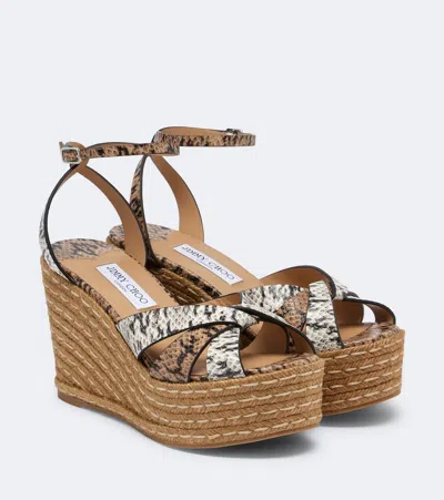 Jimmy Choo Korra Snake-print Leather Espadrilles In Brown