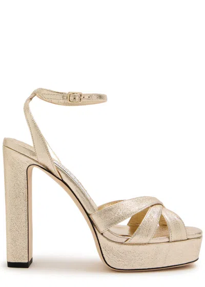 Jimmy Choo Fabric Platform High-heel Sandals With Leather Sole In Multi
