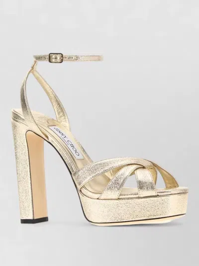 Jimmy Choo Kove 120 Platform Ankle Strap Sandals In Gold