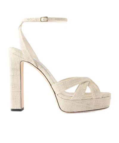 Jimmy Choo Kove 120 Raffia Platform Sandals In Neutral