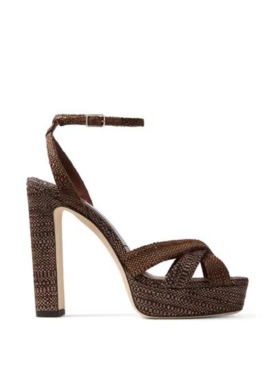 Jimmy Choo Kove 120 Woven Platform Sandals In Brown