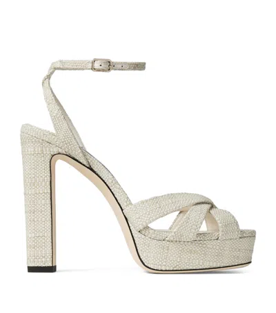 Jimmy Choo Kove 120 Woven Platform Sandals In Neutral