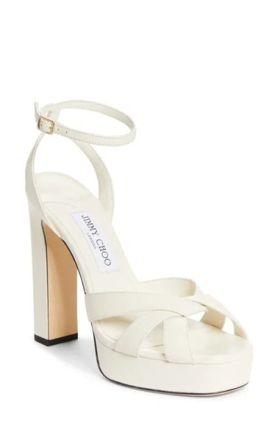 Jimmy Choo Kove Ankle Strap Platform Sandal In White