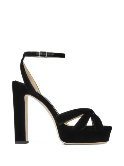 Jimmy Choo Kove Velvet Platform Sandals In Black