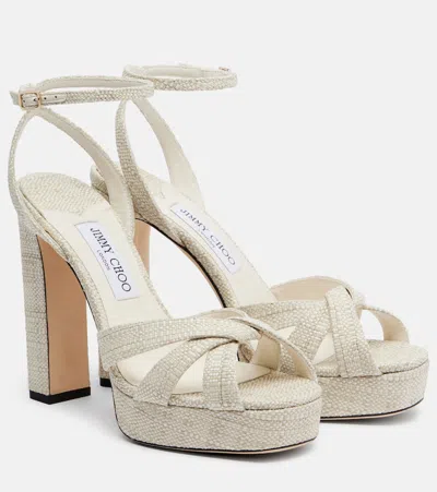 Jimmy Choo Kove Woven Platform Sandals In White