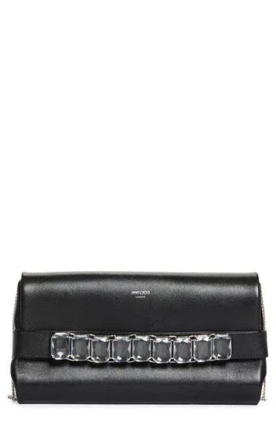 Jimmy Choo Kya Crystal Embellished Leather Clutch