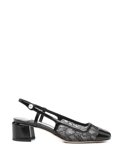 Jimmy Choo Elisa Lace-detail Block-heel Pumps In Black